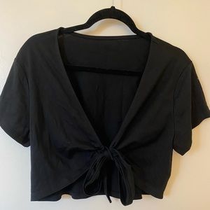 Black Front Tie Crop Top